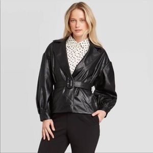 NWT Faux Leather Wrap Jacket